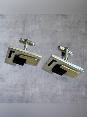 Antonio Pineda Taxco Mexico 970 Silver Onyx Cufflinks Modernist 36g